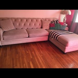 Beige Tufted Microfiber Suede Pullout Couch